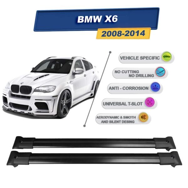 Cross oto Bmw X6 2008-2014 İle Uyumlu Ara Atkı Taşıyıcı Tavan Barı 2 adet Siyah Set