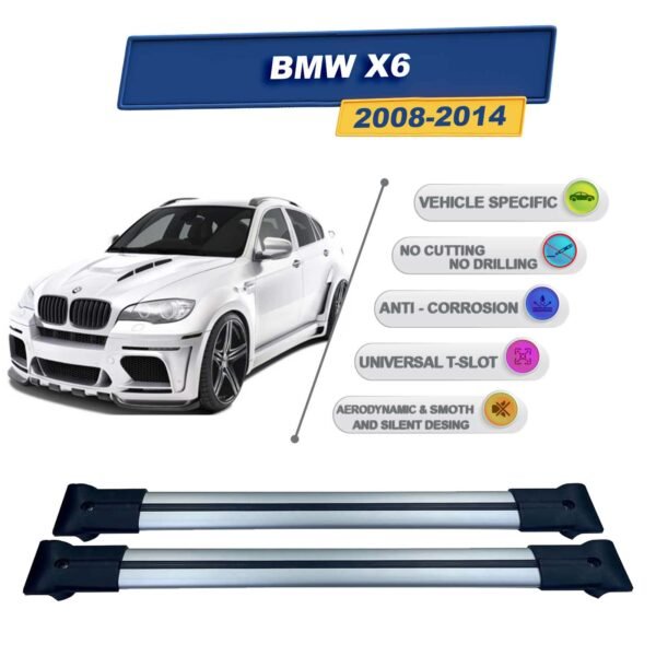 BMW X6 SUV 2008-2014 ile Uyumlu Ara Atkı Taşıyıcı Tavan Barı 2 adet Gri Set