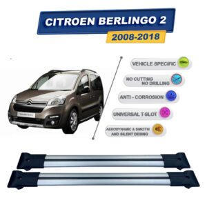 Cross oto Citroen Berlingo 2 2008-2018 İle Uyumlu Ara Atkı Taşıyıcı Tavan Barı 2 adet Gri Set