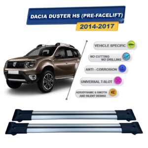 Dacia Duster HS (Pre-Facelift) 2014-2017 ile Uyumlu Ara Atkı Taşıyıcı Tavan Barı 2 adet Gri Set