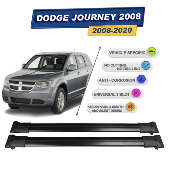 Cross oto Dodge Journey 2008-2020 İle Uyumlu Ara Atkı Taşıyıcı Tavan Barı 2 adet Siyah Set