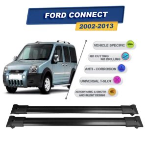 Cross oto Ford Connect -I- 2002-2013 İle Uyumlu Ara Atkı Taşıyıcı Tavan Barı 2 adet Siyah Set