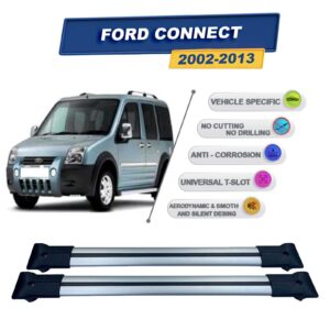 Ford Connect 2002-2013 ile Uyumlu Ara Atkı Taşıyıcı Tavan Barı 2 adet Gri Set