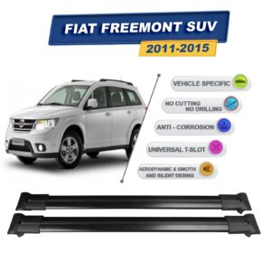 Cross oto Fiat Freemont Suv 2011-2015 İle Uyumlu Ara Atkı Taşıyıcı Tavan Barı 2 adet Siyah Set