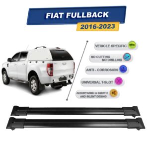 Cross oto Fiat Fullback 2016-2023 İle Uyumlu Ara Atkı Taşıyıcı Tavan Barı 2 adet Siyah Set