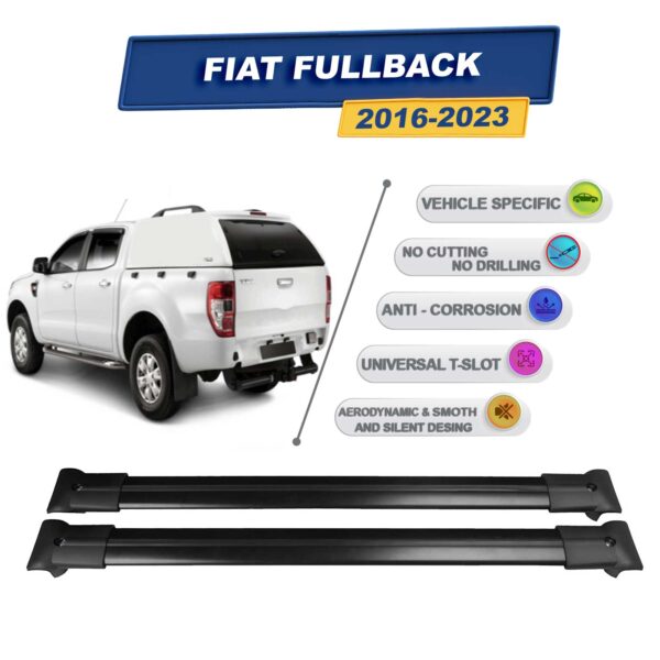 Cross oto Fiat Fullback 2016-2023 İle Uyumlu Ara Atkı Taşıyıcı Tavan Barı 2 adet Siyah Set