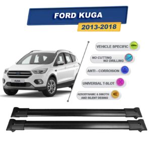 Cross oto Ford Kuga -II- 2013-2018 İle Uyumlu Ara Atkı Taşıyıcı Tavan Barı 2 adet Siyah Set