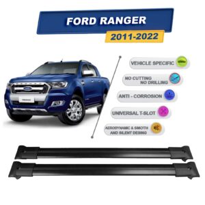 Cross oto Ford Ranger 2011-2022 İle Uyumlu Ara Atkı Taşıyıcı Tavan Barı 2 adet Siyah Set