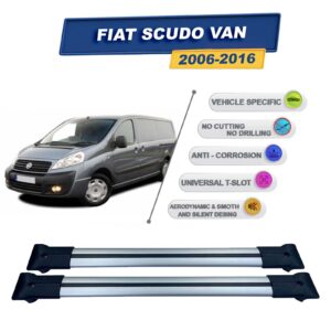 Fiat Scudo Van 2006-2016 ile Uyumlu Ara Atkı Taşıyıcı Tavan Barı 2 adet Gri Set