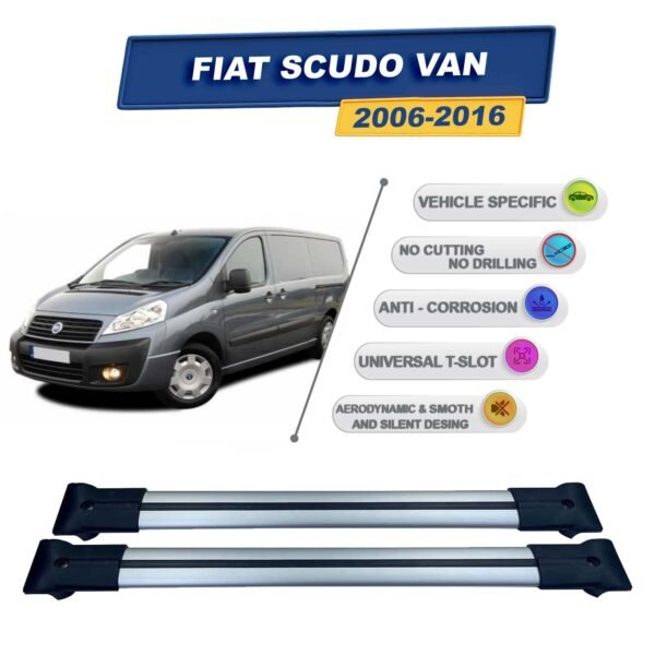 Fiat Scudo Van 2006-2016 ile Uyumlu Ara Atkı Taşıyıcı Tavan Barı 2 adet Gri Set