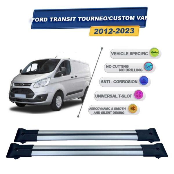 Ford Tourneo/Custom Van 2012-2023 ile Uyumlu Ara Atkı Taşıyıcı Tavan Barı 2 adet Gri Set