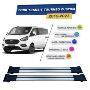 Cross oto Ford Transit Tourneo Custom 2012-2023 İle Uyumlu Ara Atkı Taşıyıcı Tavan Barı 2 adet Gri Set