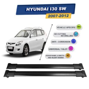 Cross oto Hyundai İ30 Station Wagon 2007-2012 İle Uyumlu Ara Atkı Taşıyıcı Tavan Barı 2 adet Siyah Set