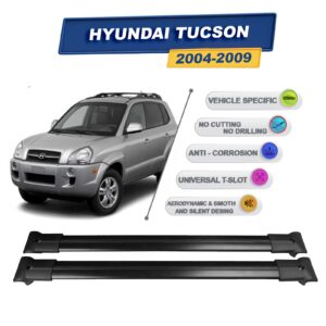 Cross oto Hyundai Tucson 2004-2009 İle Uyumlu Ara Atkı Taşıyıcı Tavan Barı 2 adet Siyah Set