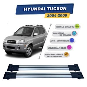 Hyundai Tucson 2004-2009 ile Uyumlu Ara Atkı Taşıyıcı Tavan Barı 2 adet Gri Set