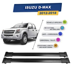 Cross oto Isuzu D-Max 2012-2018 İle Uyumlu Ara Atkı Taşıyıcı Tavan Barı 2 adet Siyah Set