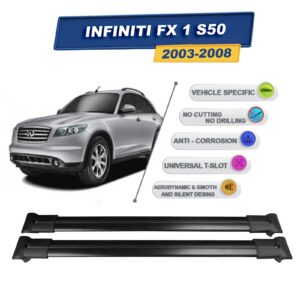 Cross oto Infiniti FX 1 S50 2003-2008 İle Uyumlu Ara Atkı Taşıyıcı Tavan Barı 2 adet Siyah Set