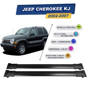 Cross oto Jeep Cherokee KJ 2002-2007 İle Uyumlu Ara Atkı Taşıyıcı Tavan Barı 2 adet Siyah Set