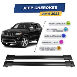 Cross oto Jeep Cherokee 2014-2023 İle Uyumlu Ara Atkı Taşıyıcı Tavan Barı 2 adet Siyah Set