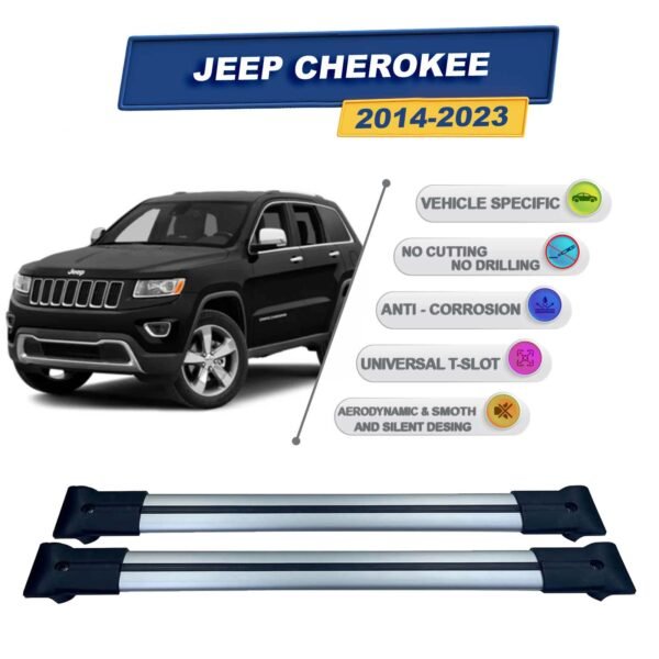 Jeep Cherokee 2014-2023 ile Uyumlu Ara Atkı Taşıyıcı Tavan Barı 2 adet Gri Set