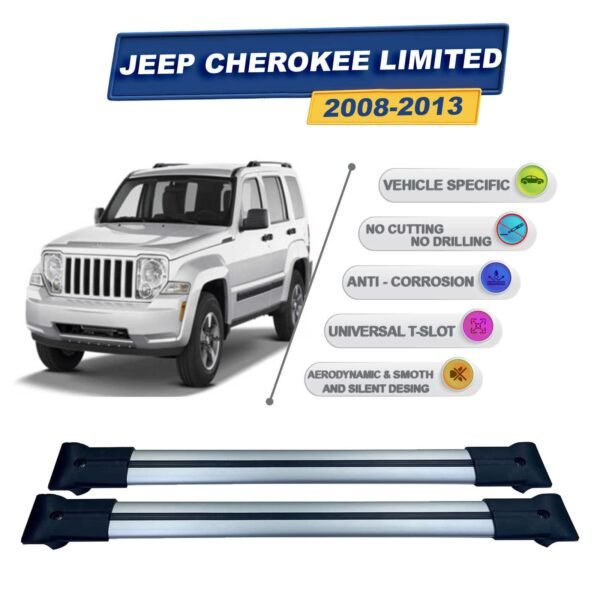 Jeep Cherokee Limited 2008-2013 ile Uyumlu Ara Atkı Taşıyıcı Tavan Barı 2 adet Gri Set