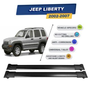 Cross oto Jeep Liberty 2002-2007 İle Uyumlu Ara Atkı Taşıyıcı Tavan Barı 2 adet Siyah Set