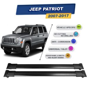 Cross oto Jeep Patriot 2007-2017 İle Uyumlu Ara Atkı Taşıyıcı Tavan Barı 2 adet Siyah Set