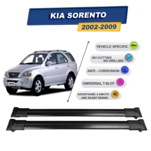 Cross oto Kia Sorento 2002-2009 İle Uyumlu Ara Atkı Taşıyıcı Tavan Barı 2 adet Siyah Set