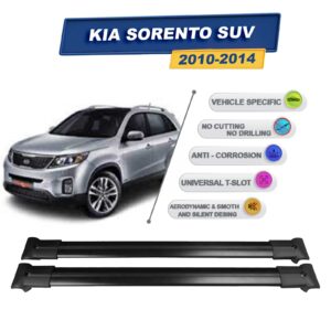 Cross oto Kia Sorento Suv 2010-2014 İle Uyumlu Ara Atkı Taşıyıcı Tavan Barı 2 adet Siyah Set