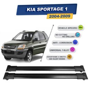 Cross oto Kia Sportage 1 2004-2009 İle Uyumlu Ara Atkı Taşıyıcı Tavan Barı 2 adet Siyah Set
