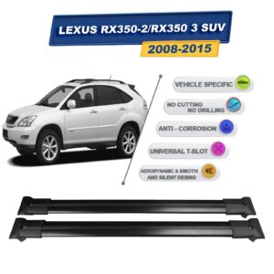 Cross oto Lexus Rx350-2/Rx350 3 Suv 2008-2015 İle Uyumlu Ara Atkı Taşıyıcı Tavan Barı 2 adet Siyah Set