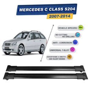 Cross oto Mercedes C Wagon S204 2007-2014 İle Uyumlu Ara Atkı Taşıyıcı Tavan Barı 2 adet Siyah Set