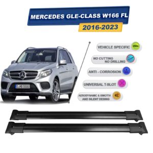 Cross oto Mercedes GLE W166 FL 2016-2023 İle Uyumlu Ara Atkı Taşıyıcı Tavan Barı 2 adet Siyah Set