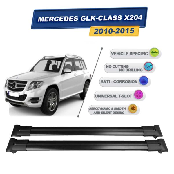 Cross oto Mercedes GLK X204 2010-2015 İle Uyumlu Ara Atkı Taşıyıcı Tavan Barı 2 adet Siyah Set