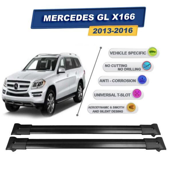 Cross oto Mercedes GL X166 2013-2016 İle Uyumlu Ara Atkı Taşıyıcı Tavan Barı 2 adet Siyah Set