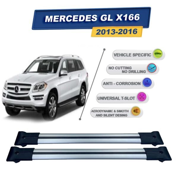 Mercedes GL X166 2013-2016 ile Uyumlu Ara Atkı Taşıyıcı Tavan Barı 2 adet Gri Set