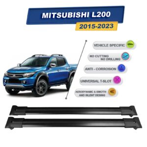 Cross oto Mitsubishi L200 2015-2023 İle Uyumlu Ara Atkı Taşıyıcı Tavan Barı 2 adet Siyah Set