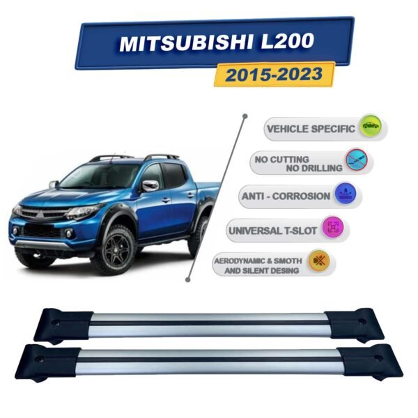 Mitsubishi L200 2015-2023 ile Uyumlu Ara Atkı Taşıyıcı Tavan Barı 2 adet Gri Set