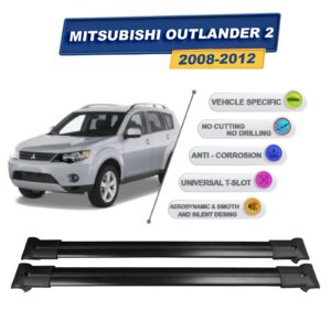 Cross oto Mitsubishi Outlander 2 2008-2012 İle Uyumlu Ara Atkı Taşıyıcı Tavan Barı 2 adet Siyah Set