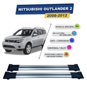 Mitsubishi Outlander 2 2008-2012 ile Uyumlu Ara Atkı Taşıyıcı Tavan Barı 2 adet Gri Set