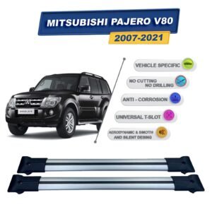 Mitsubishi Pajero V80 2007-2021 ile Uyumlu Ara Atkı Taşıyıcı Tavan Barı 2 adet Gri Set