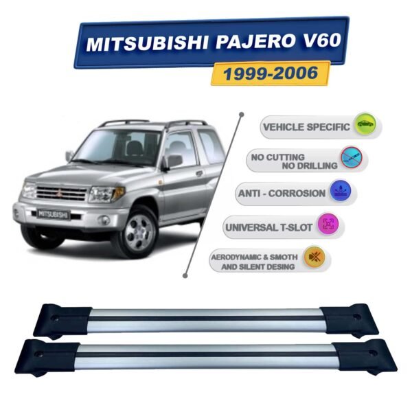Mitsubishi Pajero V60 1999-2006 ile Uyumlu Ara Atkı Taşıyıcı Tavan Barı 2 adet Gri Set
