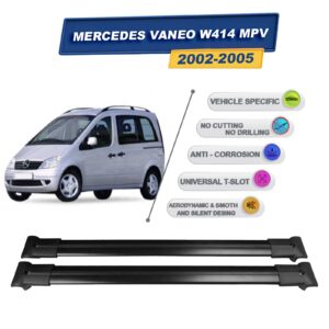 Cross oto Mercedes Vaneo W414 Mpv 2002-2005 İle Uyumlu Ara Atkı Taşıyıcı Tavan Barı 2 adet Siyah Set