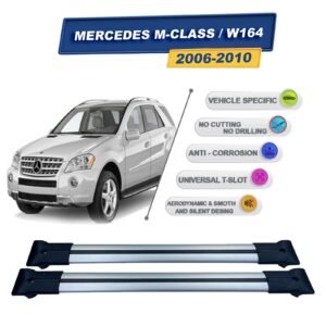 Mercedes M-Class W164 2006-2010 ile Uyumlu Ara Atkı Taşıyıcı Tavan Barı 2 adet Gri Set