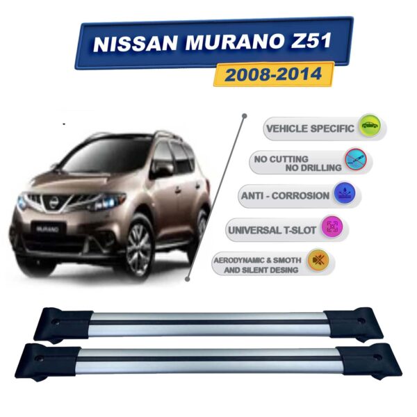 Cross oto Nissan Murano Z51 2008-2014 İle Uyumlu Ara Atkı Taşıyıcı Tavan Barı 2 adet Gri Set
