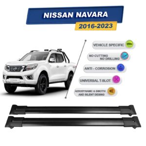 Cross oto Nissan Navara 2016-2023 İle Uyumlu Ara Atkı Taşıyıcı Tavan Barı 2 adet Siyah Set