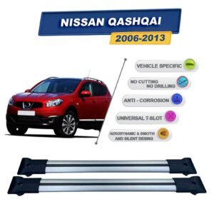 Nissan Qashqai J10 2006-2013 ile Uyumlu Ara Atkı Taşıyıcı Tavan Barı 2 adet Gri Set