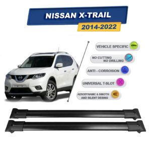 Cross oto Nissan X-Trail 2014-2022 İle Uyumlu Ara Atkı Taşıyıcı Tavan Barı 2 adet Siyah Set