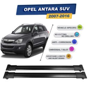 Cross oto Opel Antara Suv 2007-2016 İle Uyumlu Ara Atkı Taşıyıcı Tavan Barı 2 adet Siyah Set