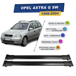Cross oto Opel Astra G Station Wagon 1998-2004 İle Uyumlu Ara Atkı Taşıyıcı Tavan Barı 2 adet Siyah Set
